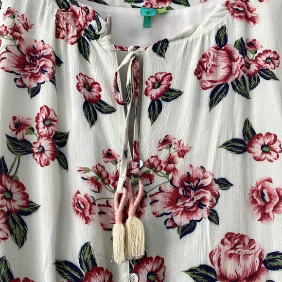 FARM Rio Red Cream Sundress with Bishop Sleeves - Picture 5 of 5